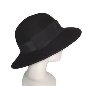 100% Wool Vintage Arlin WPL 7008 Black Women's Fedora Hat